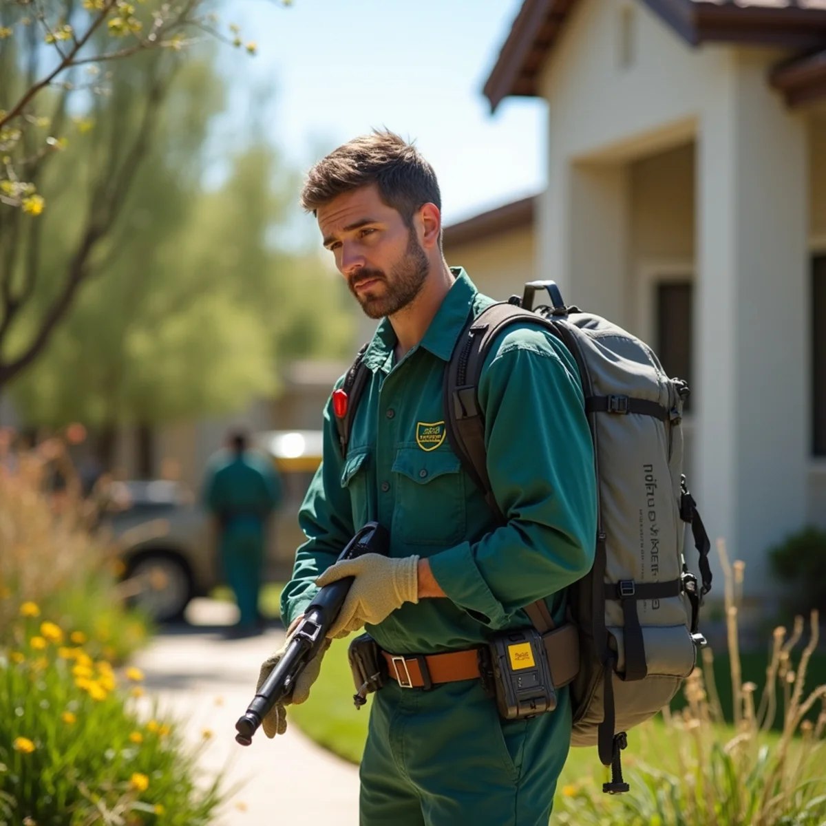 Pest control technician at work in Biola, CA