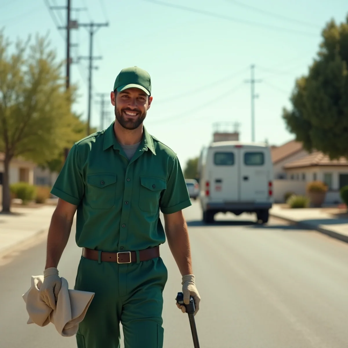 Pest control neighborhood streetscape in Caruthers, CA