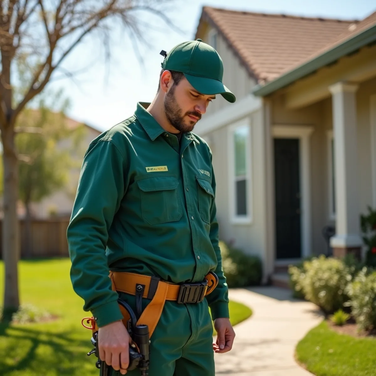 Pest control technician at work in Clovis, CA