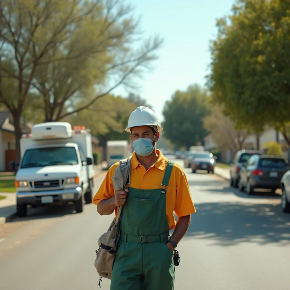 Pest control neighborhood streetscape in Huron, CA