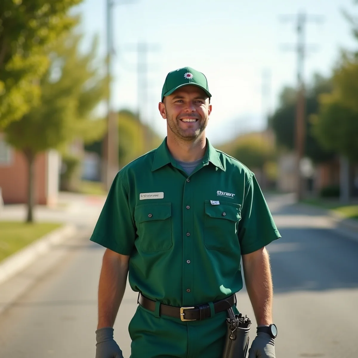 Pest control neighborhood streetscape in Kerman, CA