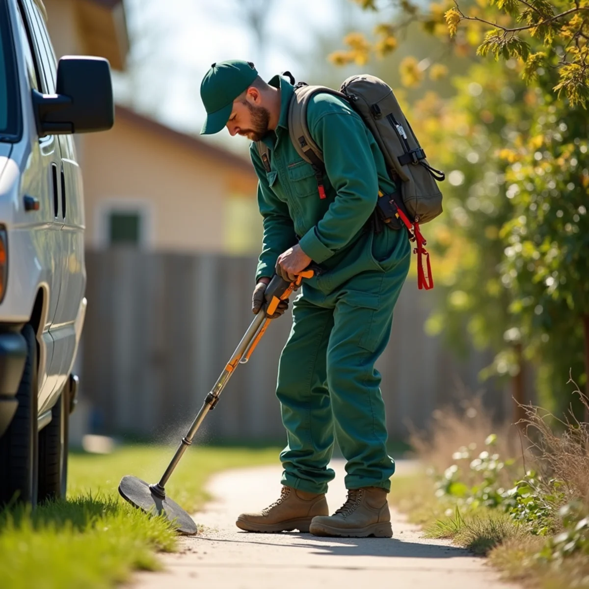Pest control technician at work in Kerman, CA