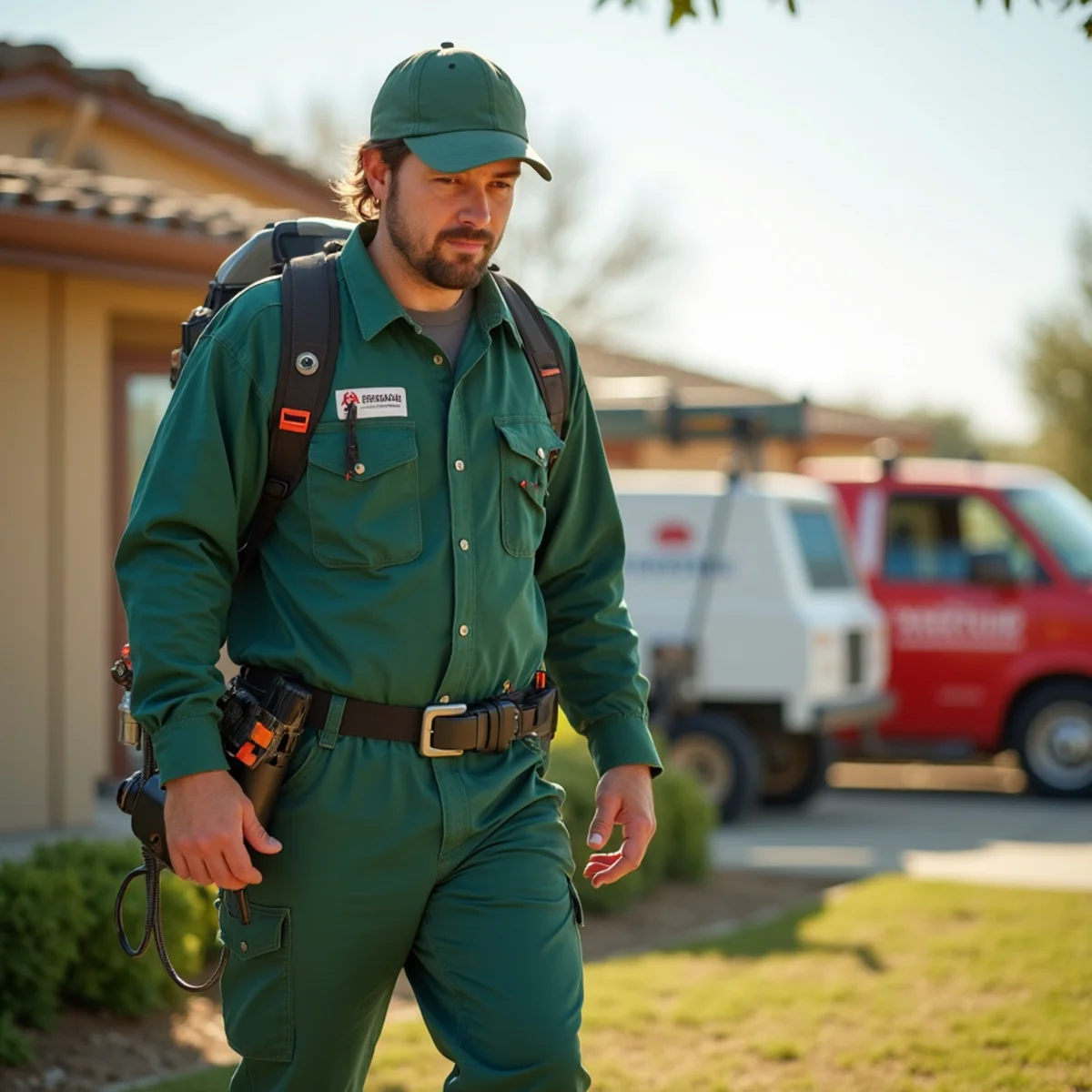Pest control technician at work in Lemoore, CA