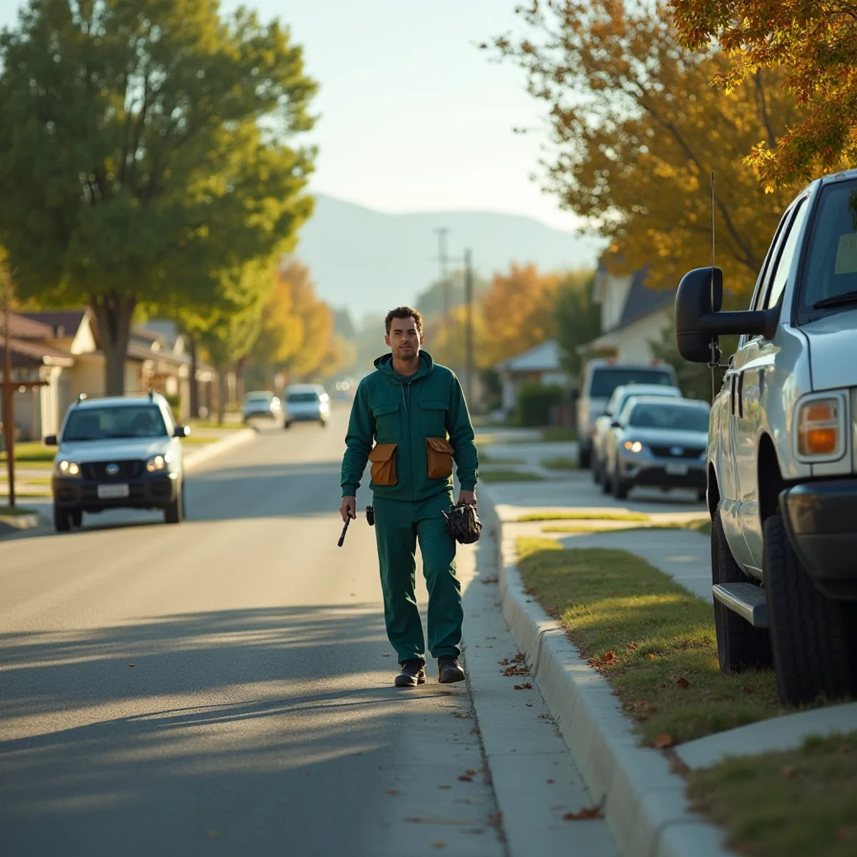 Pest control neighborhood streetscape in Madera, CA