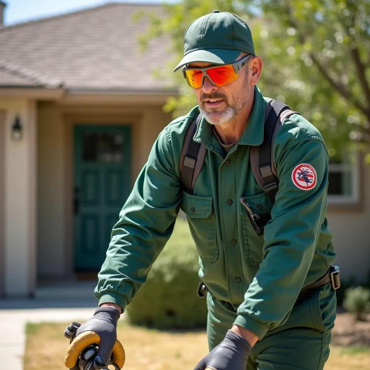 Pest control technician at work in Riverdale, CA